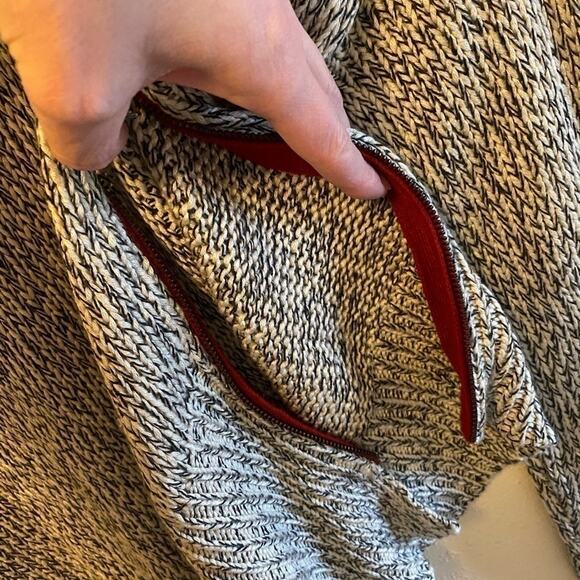 RD Style Grey Cream Speckled Long Sleeve Tight Knit Sweater Zipper Detail Size M - Picture 4 of 7